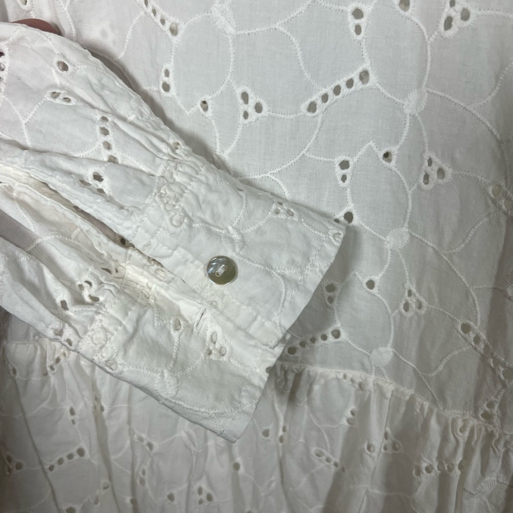 Rails Layla White Eyelet Dress Tiered Boho Mini Cotton Small - Picture 6 of 10